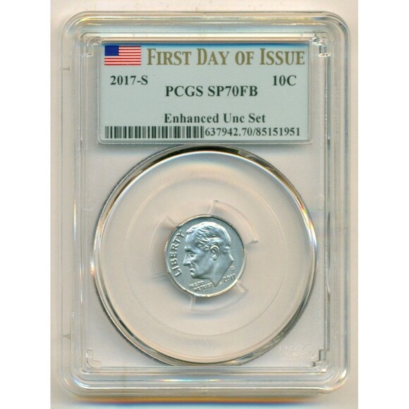 2017 S Roosevelt Dime Enhanced UNC SP70 FB PCGS First Day of Issue - Picture 1 of 2